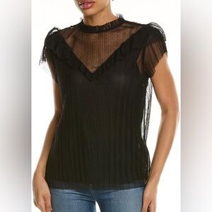 Ted Baker elegant Black Sheer Ruffle Blouse